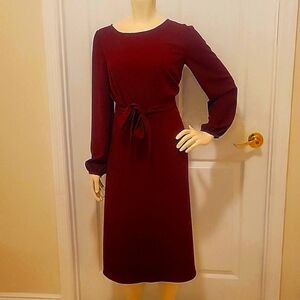 Tara Jarmon Rilly burgundy red long-sleeve dress size 38